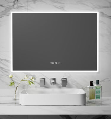กระจกห้องน้ํา LED สมาร์ท พร้อมฟังก์ชันป้องกันหมอก, การแสดงเวลาและอุณหภูมิ, การหมอบแบบไม่มีขั้นตอน, การออกแบบกันน้ํา, การควบคุมแบบสัมผัสสองแบบ, อุณหภูมิสี 3000K ~ 6000K, ขนาดและฟังก์ชันที่สามารถปรับแต่งได้